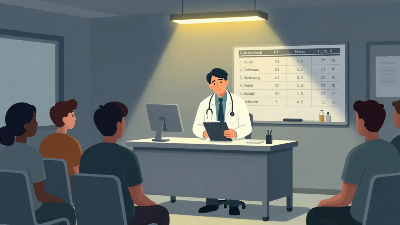 Psychiatr v přetížené nemocniční půdě pracuje s mnoha pacienty.