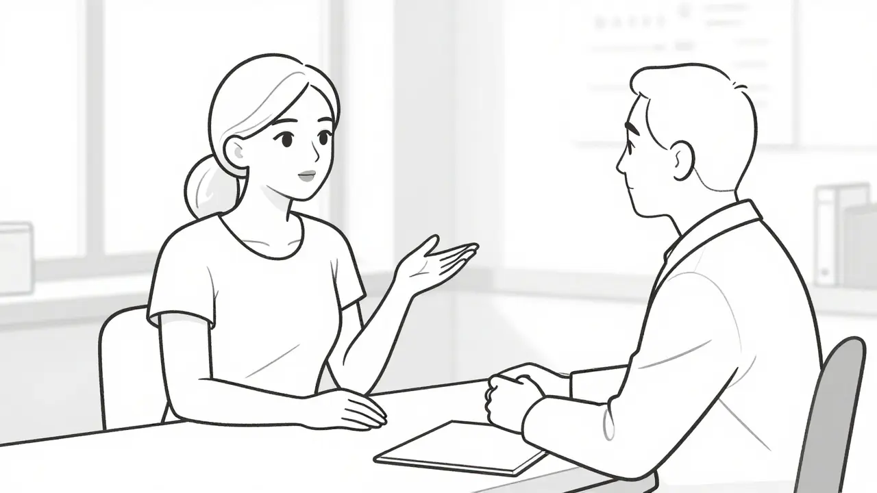 Žena konzultuje vaginální mykózu s gynekologem