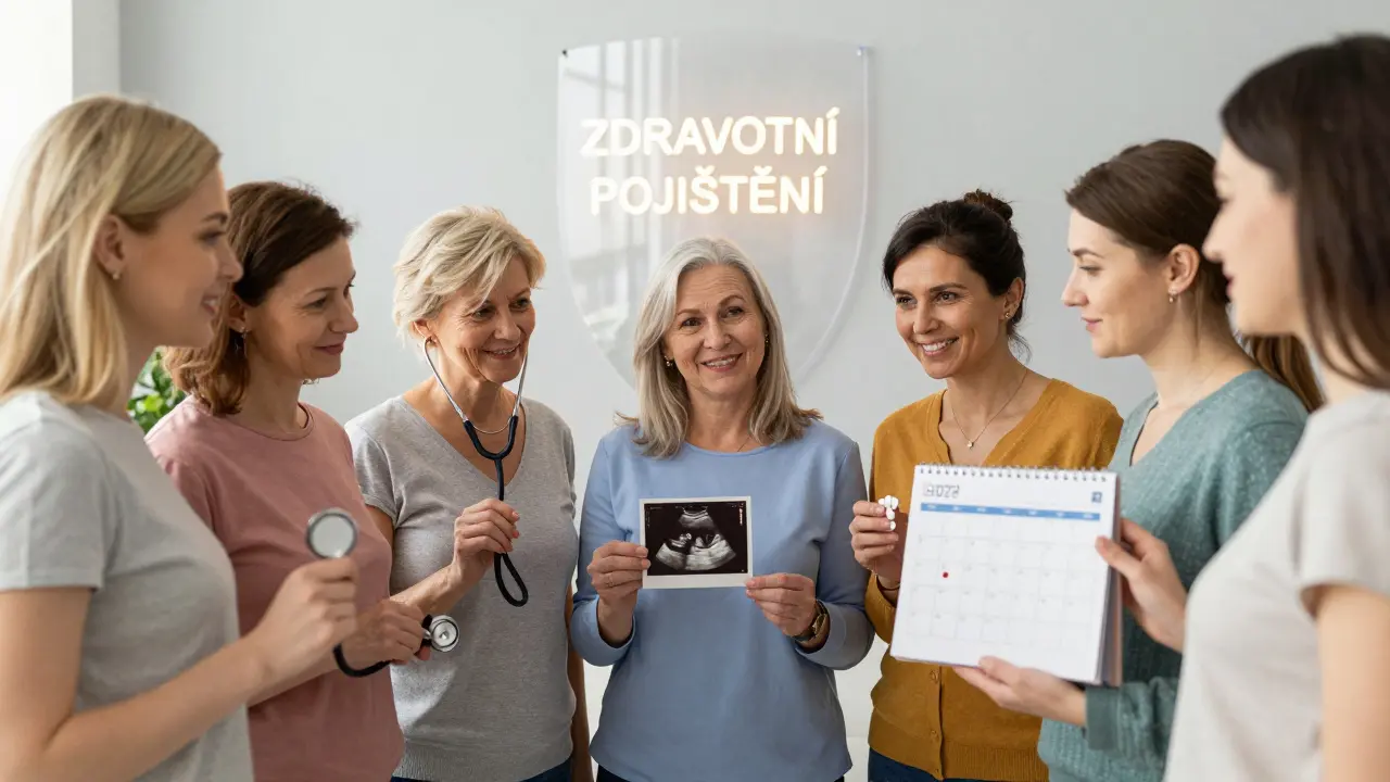 Skupina žen symbolizuje svá práva na preventivní gynekologickou péči zdarma.