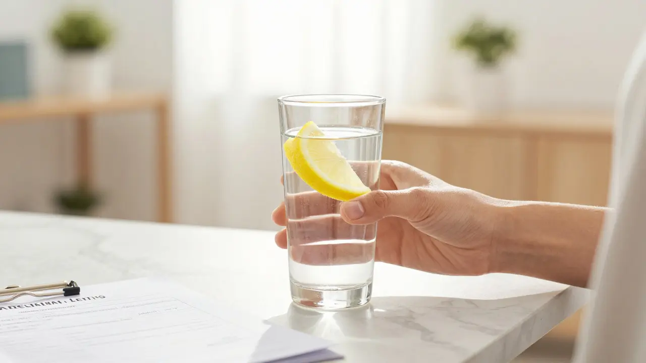 Žena s glasses čisté vody, symbolizující důležitost hydratace pro zdraví.