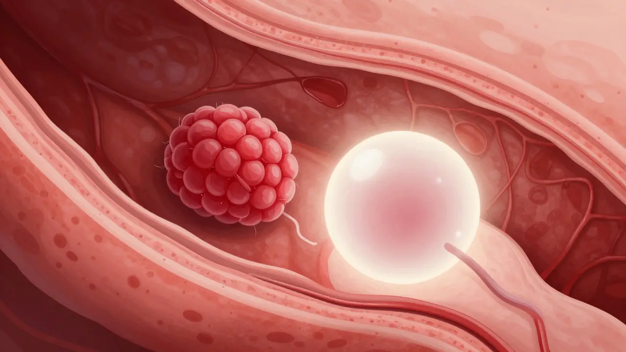Ilustrace implantace blastocysty do dělohy