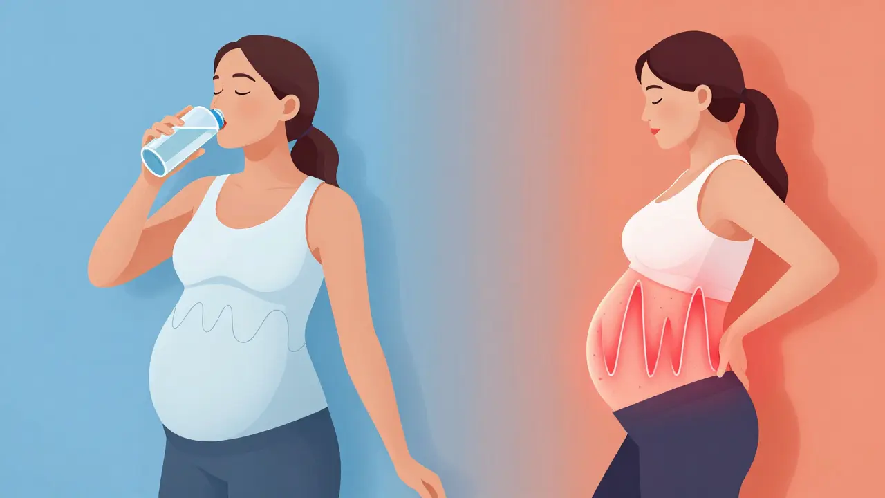 Ilustrace rozdílu mezi cvičnými a pravými kontrakcemi