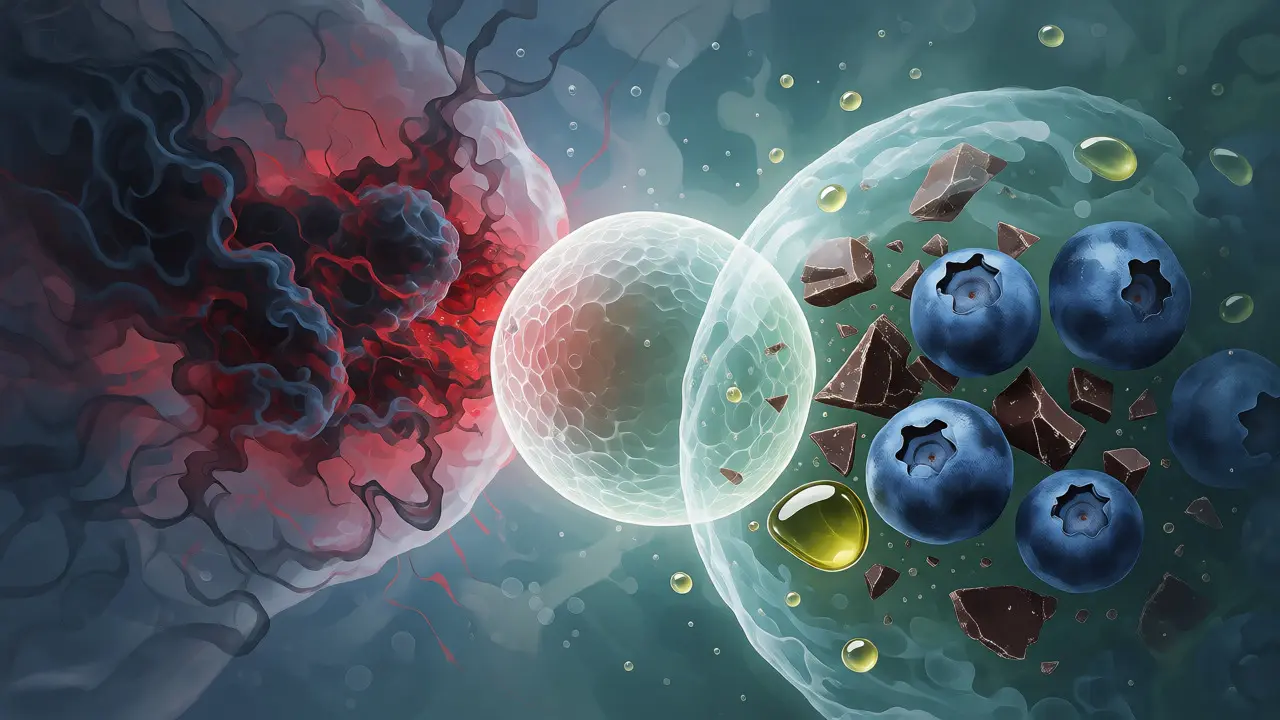 Konceptuální ilustrace ochrany vajíčka před oxidativním stresem pomocí antioxidantů